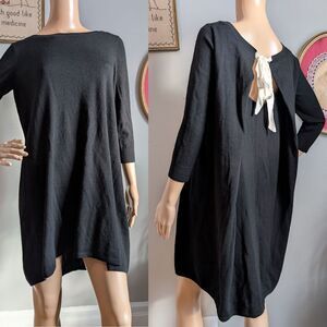 Club Monaco Wool Sweater Dress Cut Out Bow Coquette Lagenlook Tall XS